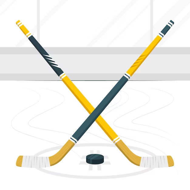 Two sticks and a puck